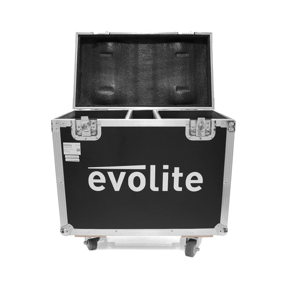 Evolite 2 x 120 W short arc lamp moving heads delivered in flight case