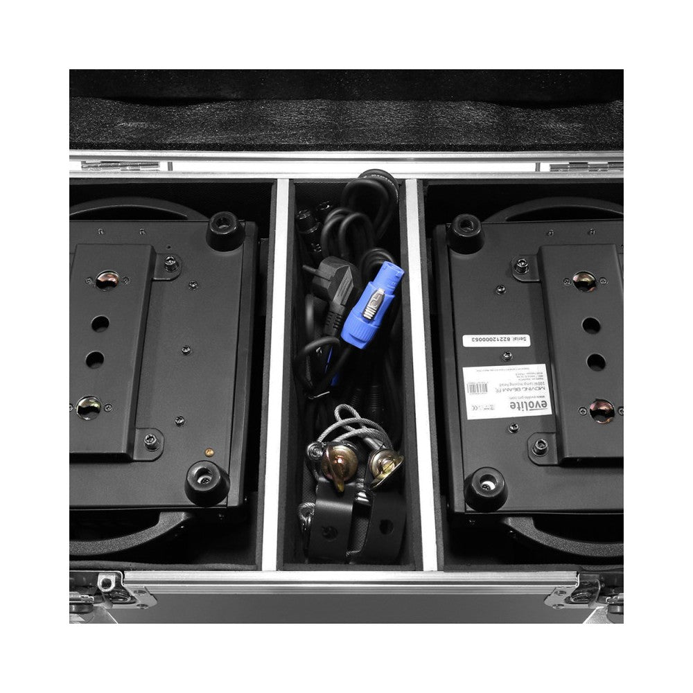Evolite 2 x 120 W short arc lamp moving heads delivered in flight case