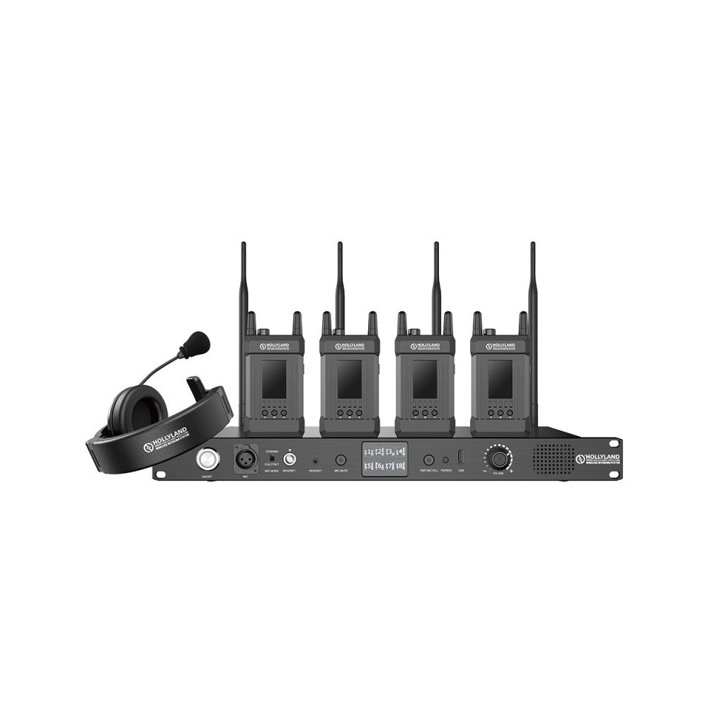 Hollyland Full Duplex Wireless intercom system with 4 Belt Packs