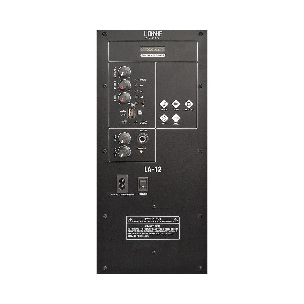 Standalone 40W active speaker with 2 UHF microphones, USB/SD/MP3/BLUETOOTH multimedia player