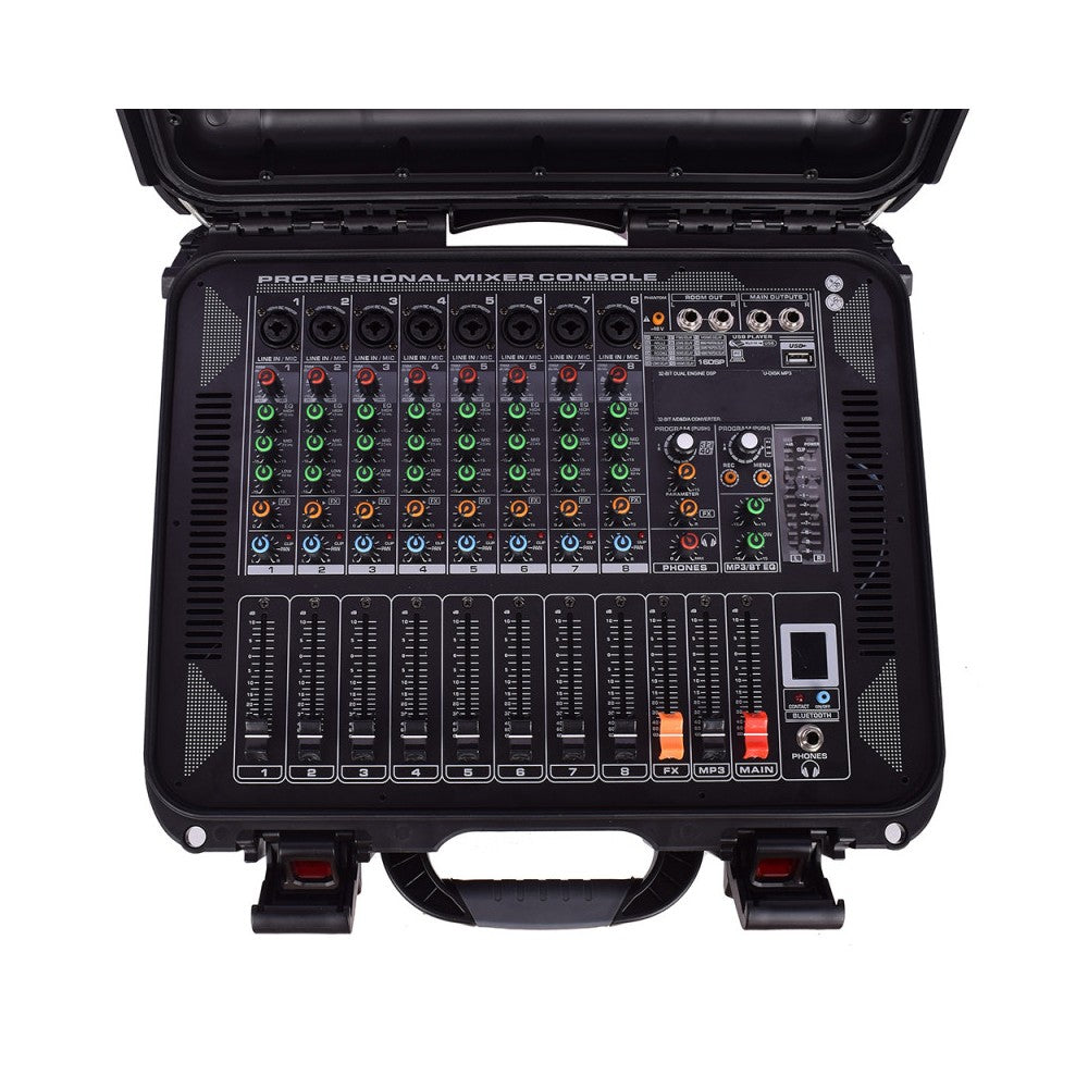 Lone Audio 2 x 160W Amplified DSP audio Mixer console with 8 Mono inputs