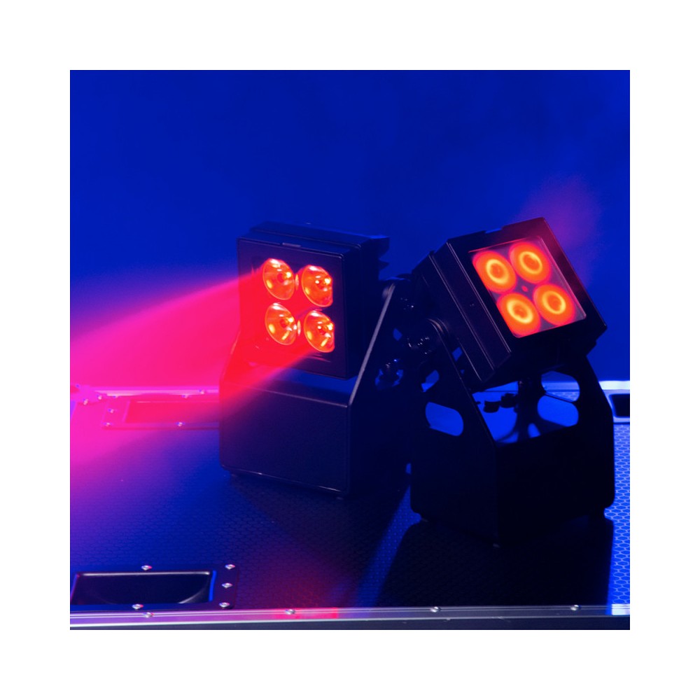 Evolite Juego de 6 proyectores TROPIKOLOR 4X15W IP65, entregado en flight case de 6 compartimentos