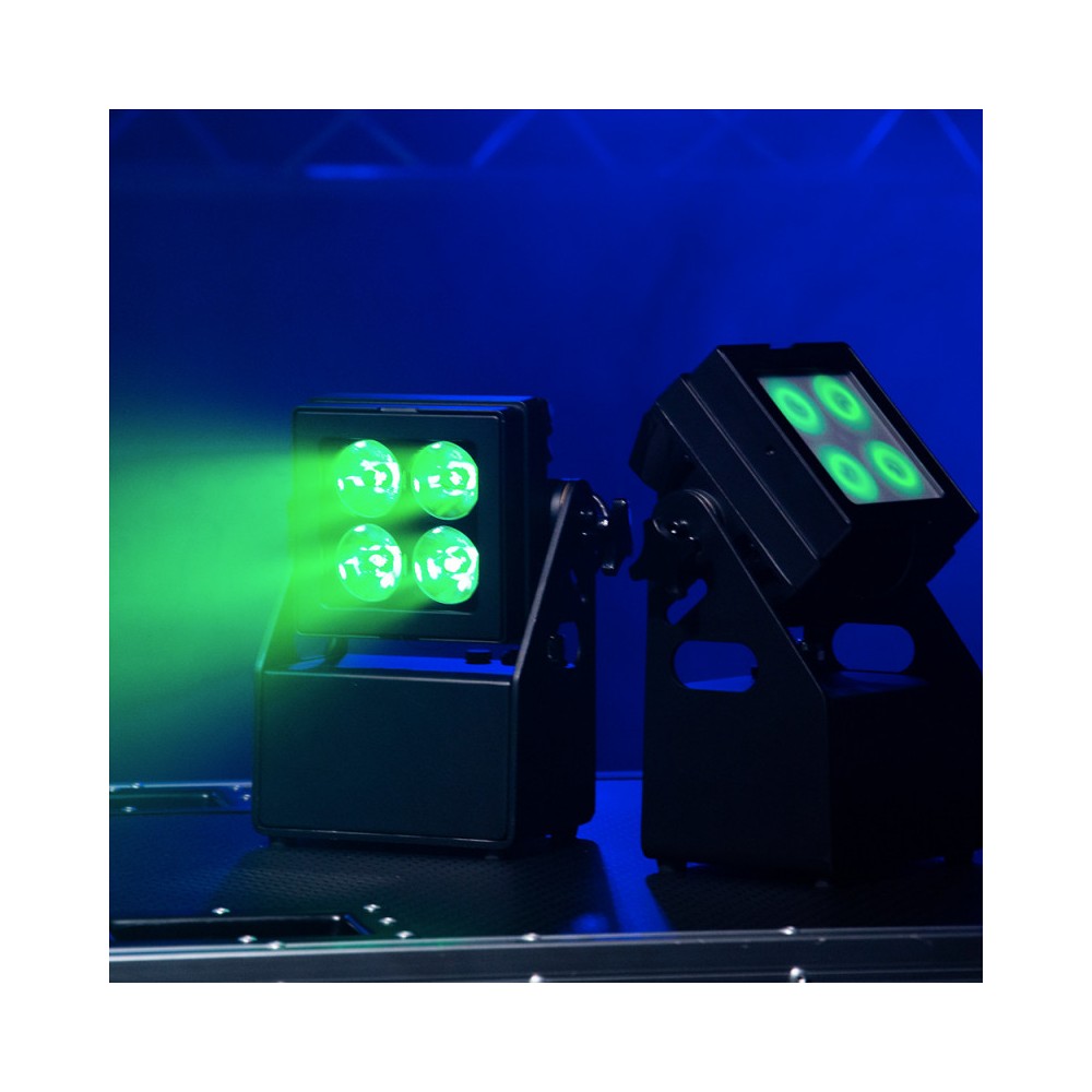 Evolite Juego de 6 proyectores TROPIKOLOR 4X15W IP65, entregado en flight case de 6 compartimentos
