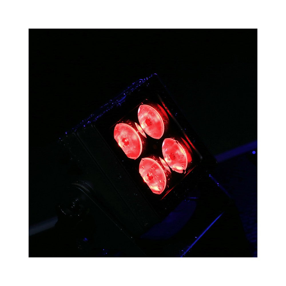 Evolite Juego de 6 proyectores TROPIKOLOR 4X15W IP65, entregado en flight case de 6 compartimentos
