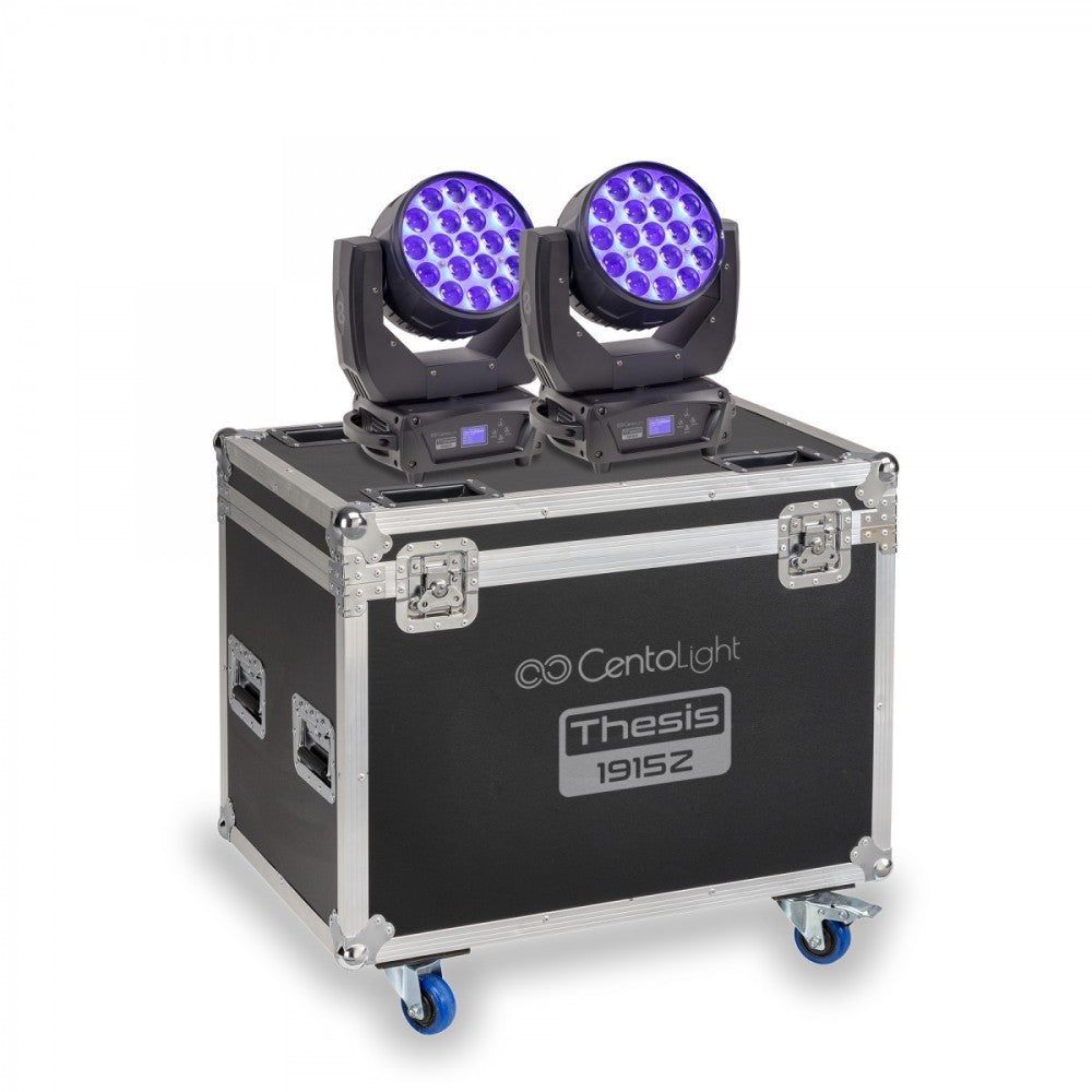 CENTOLIGHT THESIS 1915Z SET DI 2 TESTE MOBILI LED WASH 19 x 15W CON FLIGHT CASE