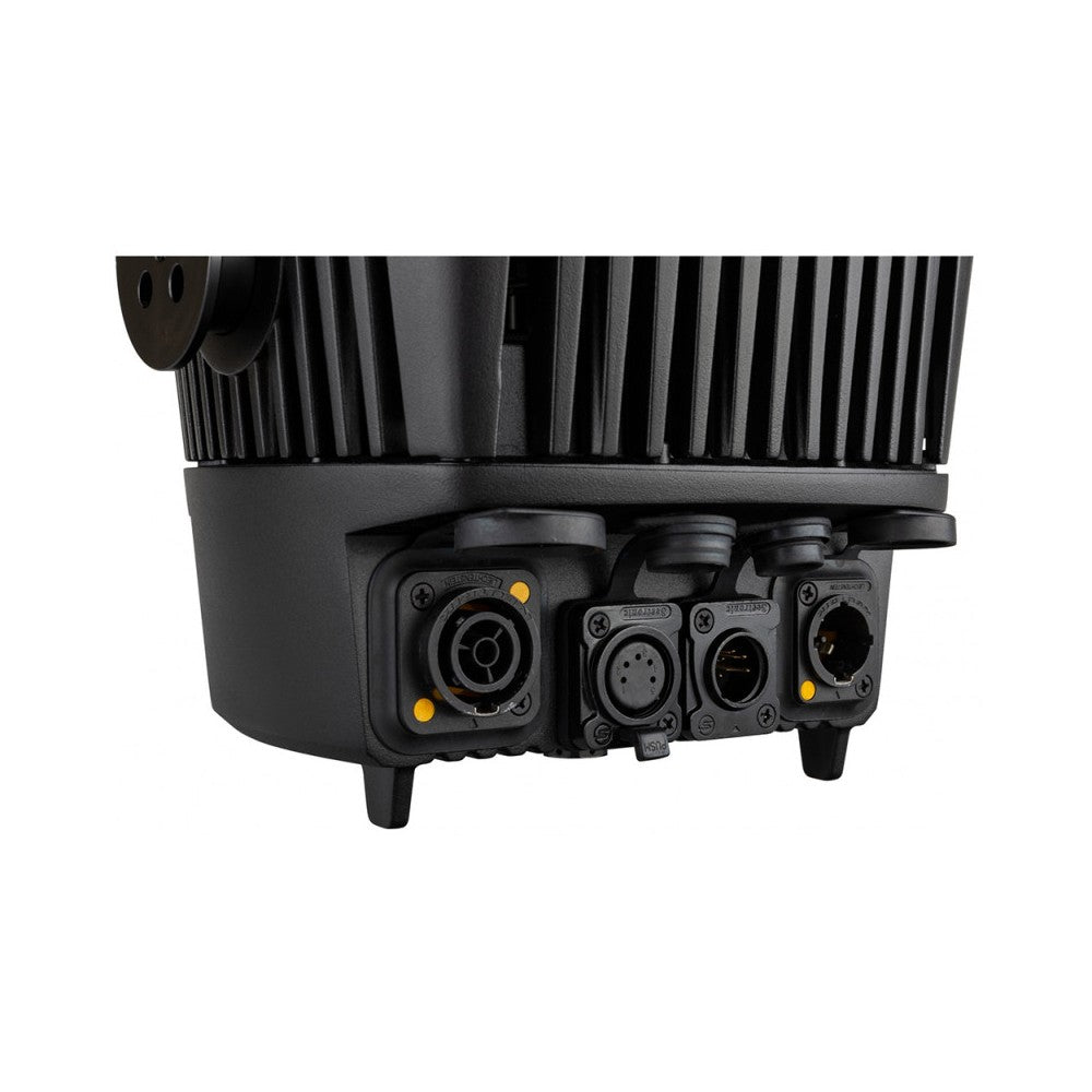 Briteq Outdoor projector with 18x8W RGBW LEDs, 20° beam angle and Neutrik TRUE1 Powercon and 5P XLR connectors and IP-fan cooling