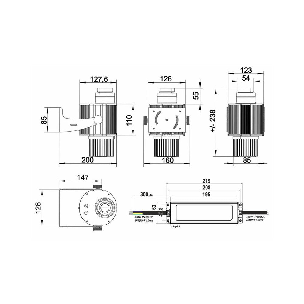 JB Systems Powerful outdoor IP65 logo projector based on a 100W cold white LED