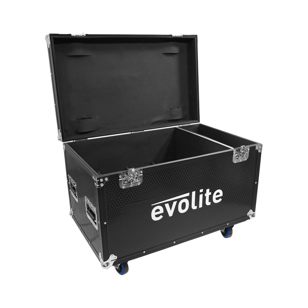 Evolite Transport flight case designed to transport 8 Evolite PARCOB150RGBW-IP safely