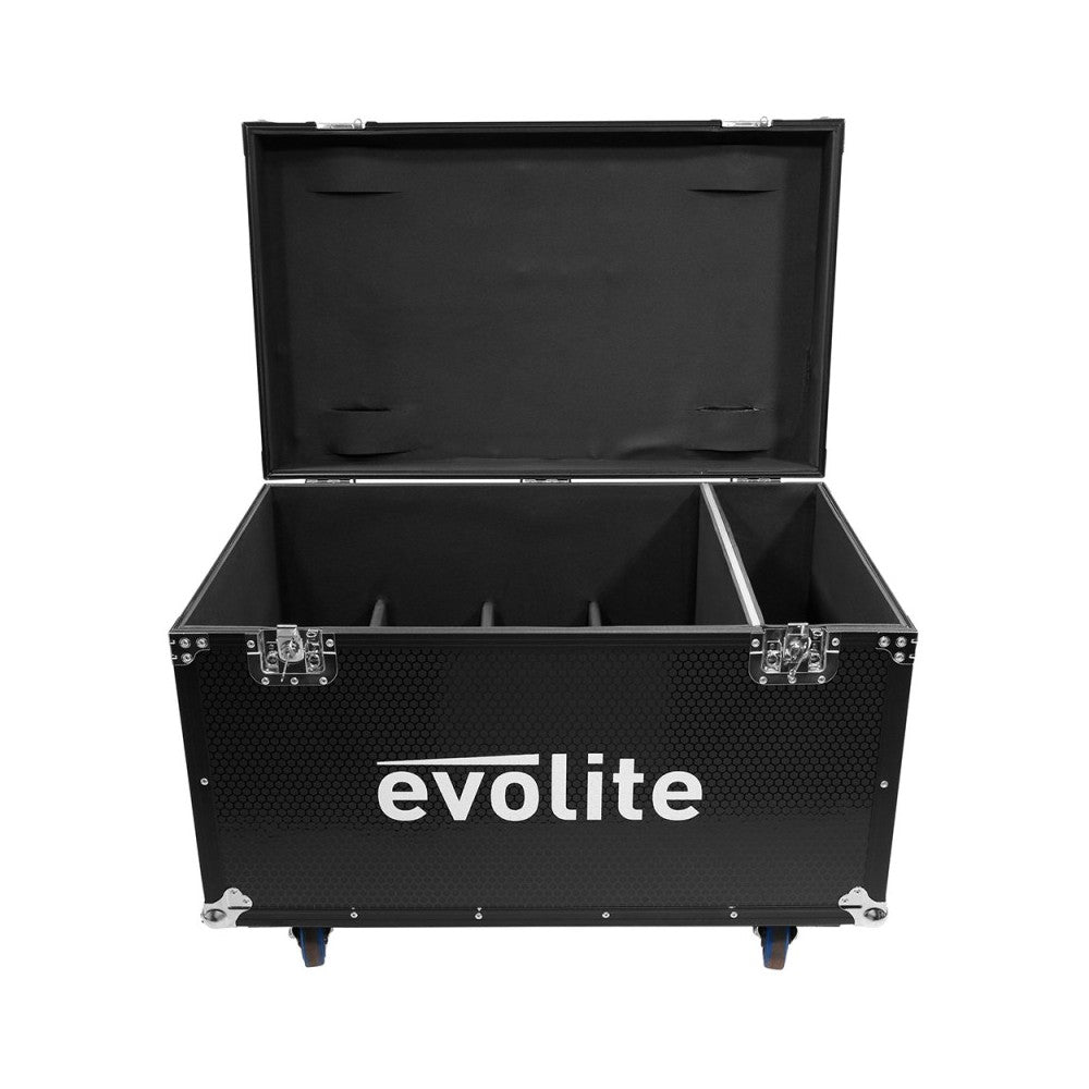 Flight case de transporte Evolite diseñado para transportar de forma segura 8 Evolite PARCOB150RGBW-IP