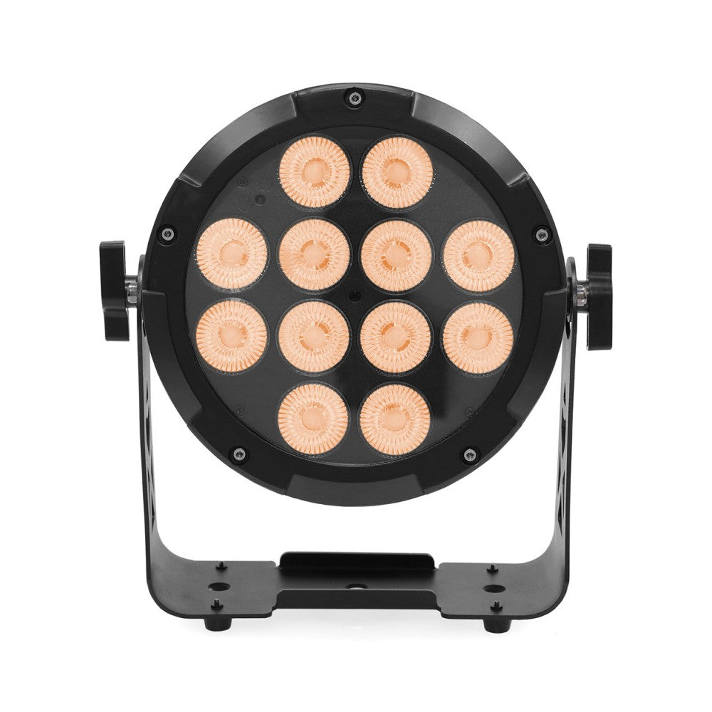 Proyector LED Evolite 12 x 12W RGBWA-UV 6 en 1, IP65, entregado en flight case de 6 unidades con cargador integrado