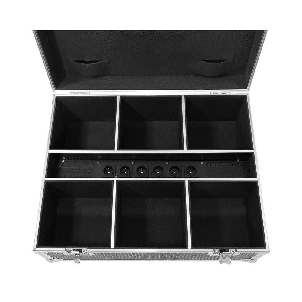 Proyector LED Evolite 12 x 12W RGBWA-UV 6 en 1, IP65, entregado en flight case de 6 unidades con cargador integrado