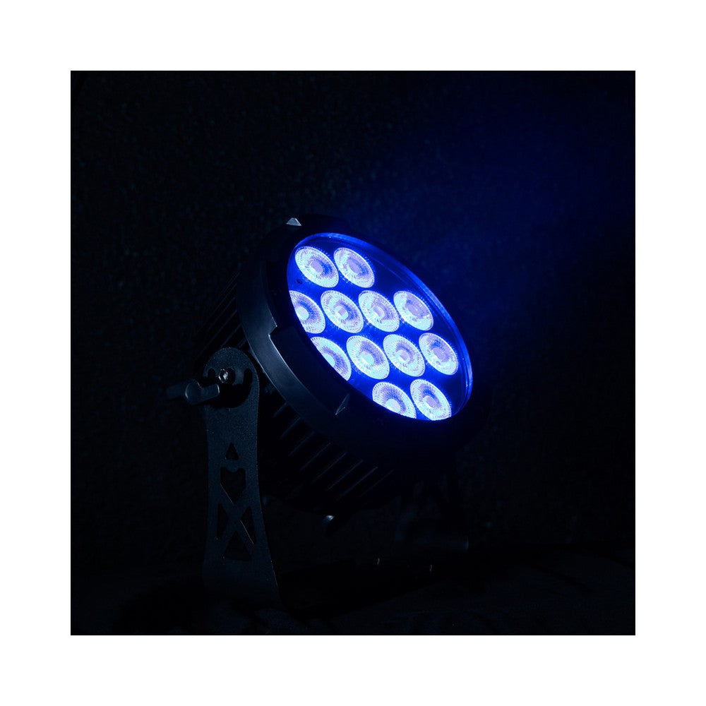 Proyector LED Evolite 12 x 12W RGBWA-UV 6 en 1, IP65, entregado en flight case de 6 unidades con cargador integrado