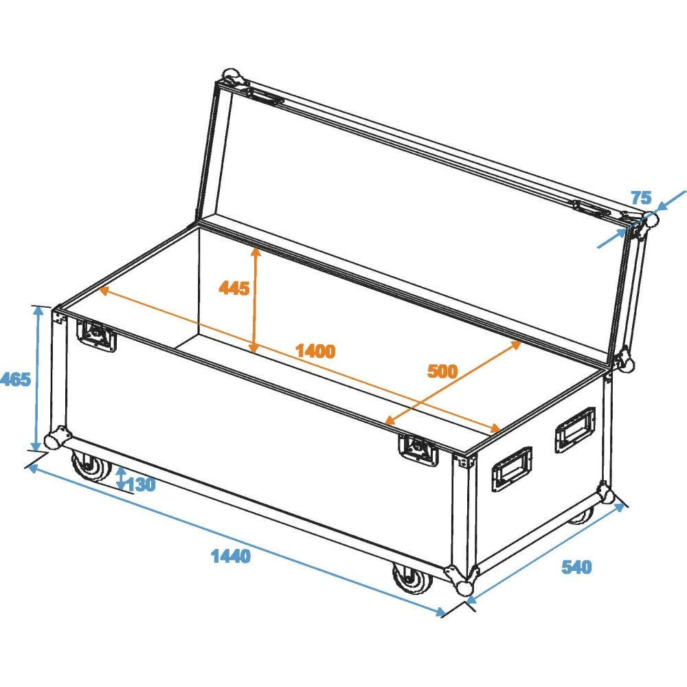 ROADINGER Custodia universale professionale 140x50x50 cm con rotelle