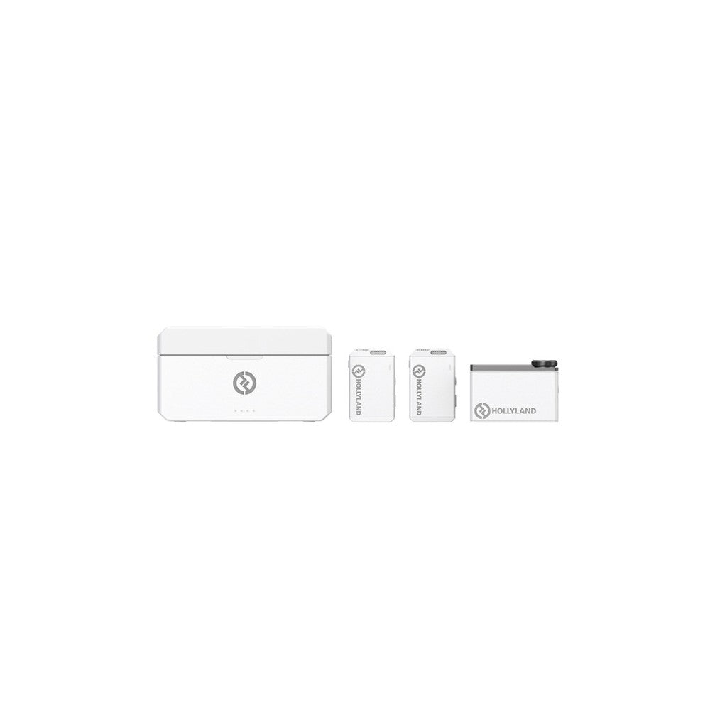 Hollyland All-in One Wireless Lavalier Microphone System 1 RX + 2 TX + 1 Charging case - White