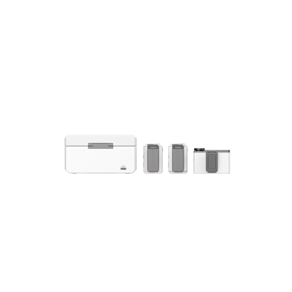 Sistema de micrófono lavalier inalámbrico todo en uno Hollyland 1 RX + 2 TX + 1 estuche de carga - Blanco