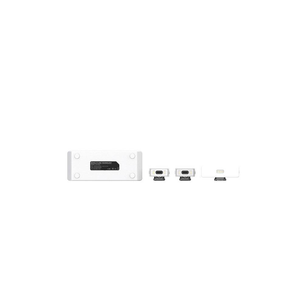 Sistema de micrófono lavalier inalámbrico todo en uno Hollyland 1 RX + 2 TX + 1 estuche de carga - Blanco