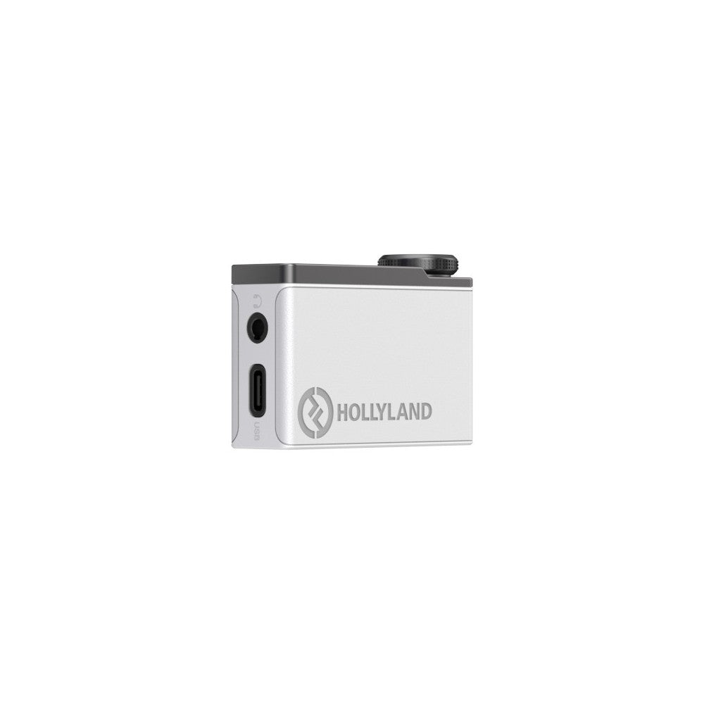 Sistema de micrófono lavalier inalámbrico todo en uno Hollyland 1 RX + 2 TX + 1 estuche de carga - Blanco