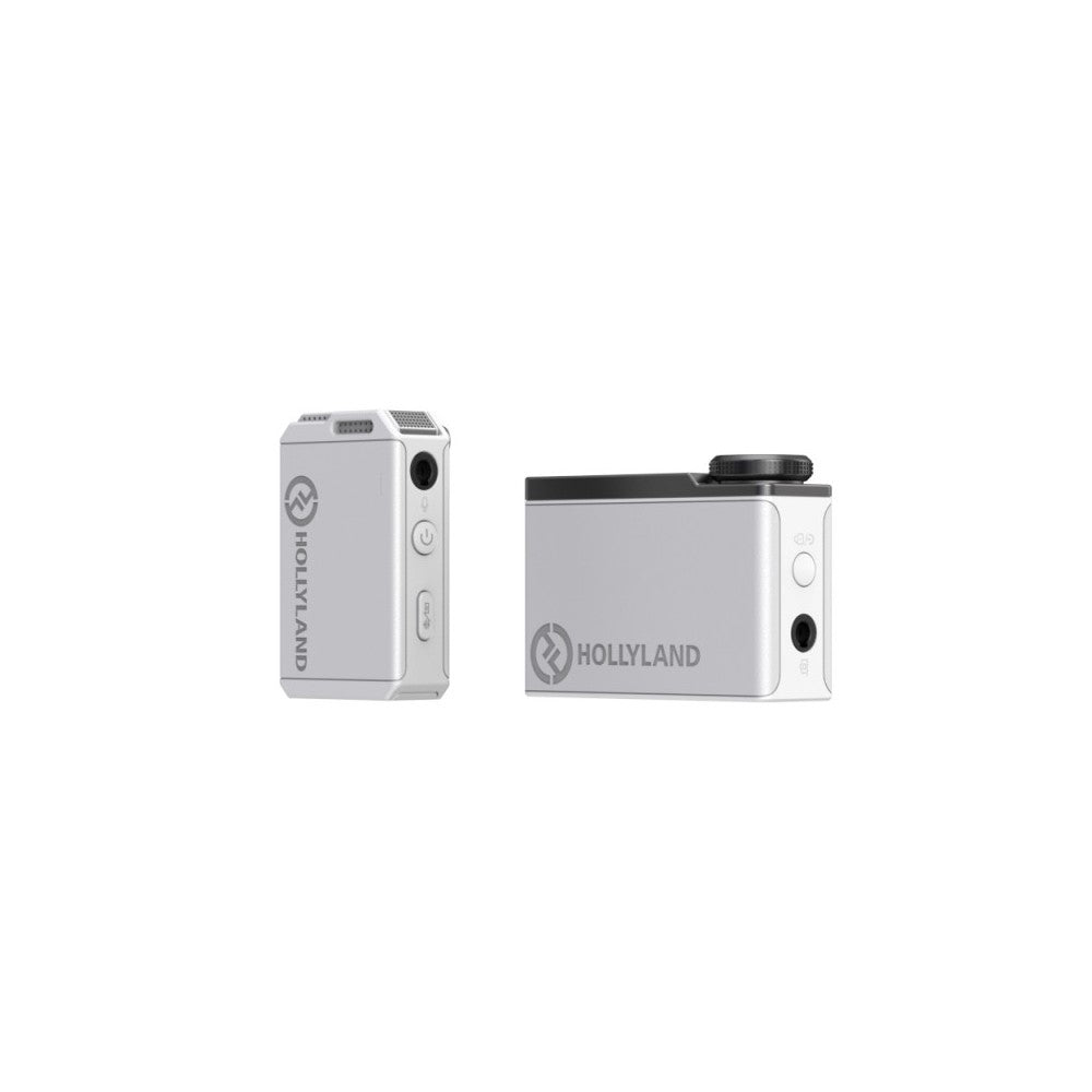 Sistema de micrófono lavalier inalámbrico todo en uno Hollyland 1 RX + 2 TX + 1 estuche de carga - Blanco