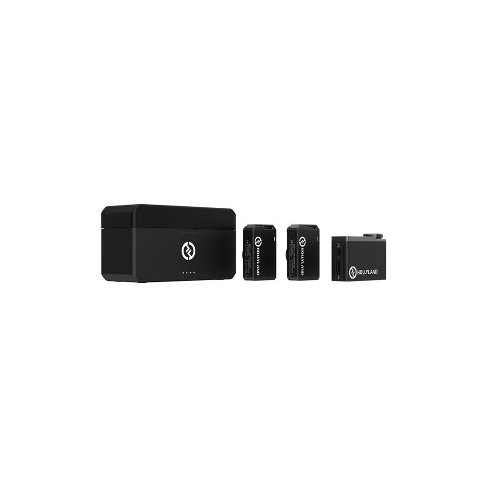 Hollyland All-in One Wireless Lavalier Microphone System 1 RX + 2 TX  + 1 Charging case - Black