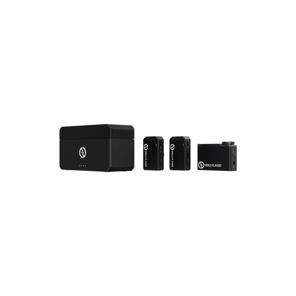 Hollyland All-in One Wireless Lavalier Microphone System 1 RX + 2 TX  + 1 Charging case - Black