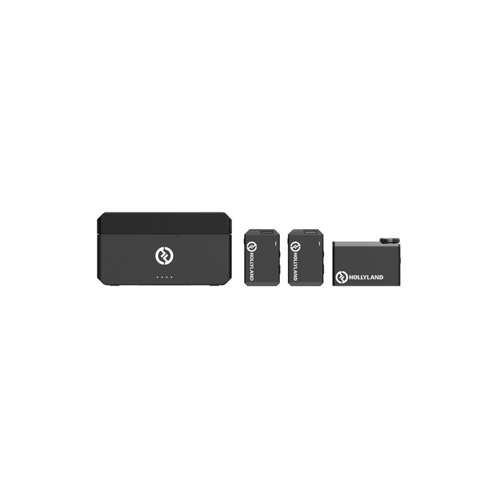 Hollyland All-in One Wireless Lavalier Microphone System 1 RX + 2 TX  + 1 Charging case - Black