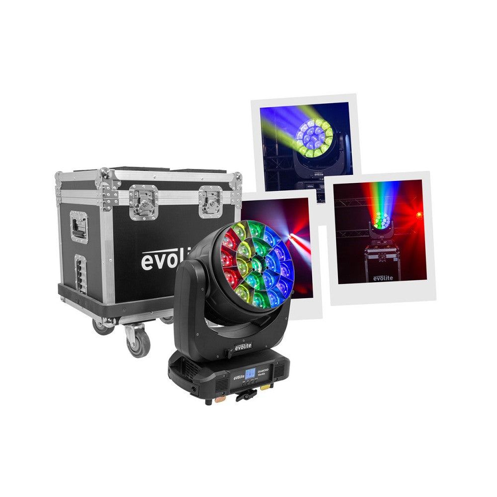 Evolite Wash moving head with zoom and multibeam effect QUAD RGBW LED 19 x 40 W