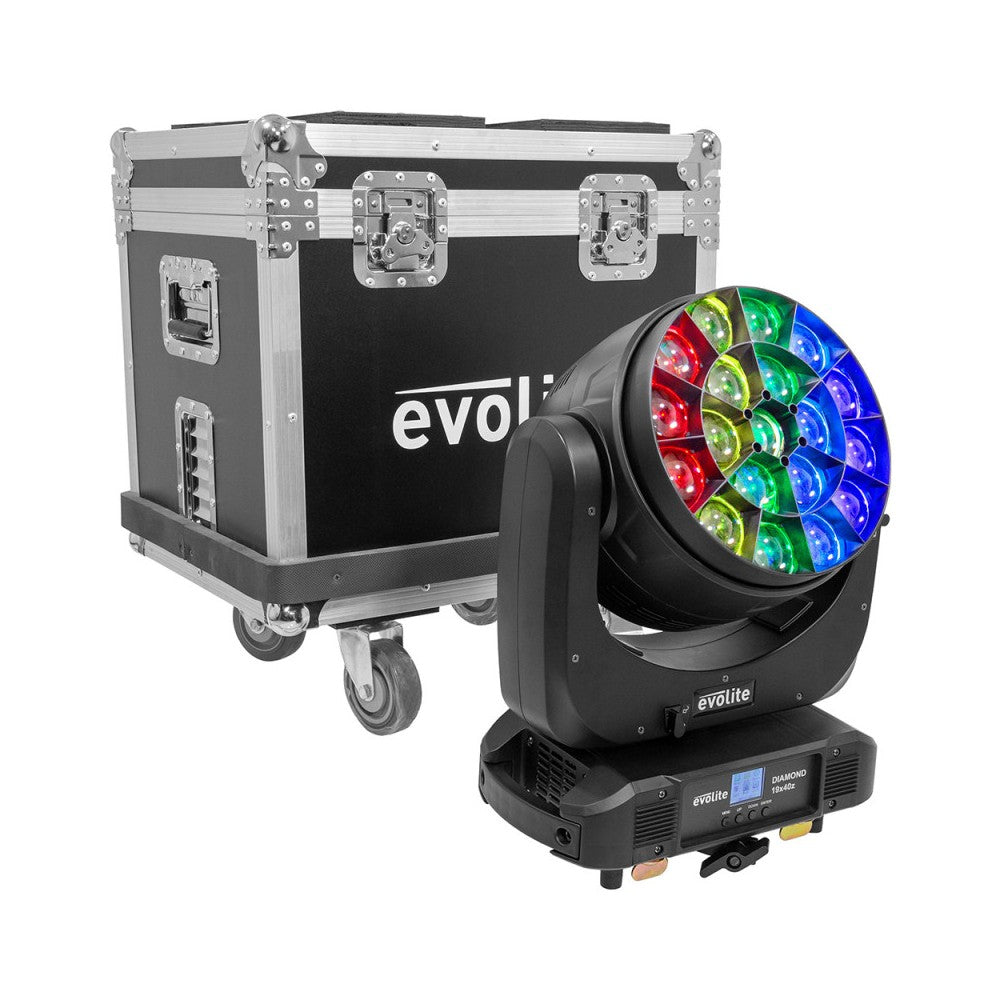 Evolite Wash moving head with zoom and multibeam effect QUAD RGBW LED 19 x 40 W