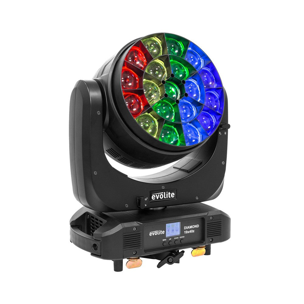 Evolite Wash moving head with zoom and multibeam effect QUAD RGBW LED 19 x 40 W