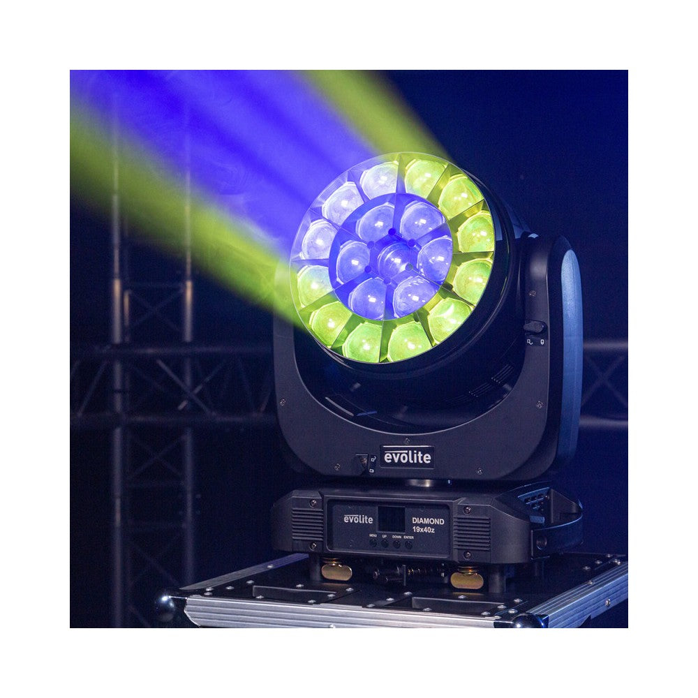 Evolite Wash moving head with zoom and multibeam effect QUAD RGBW LED 19 x 40 W