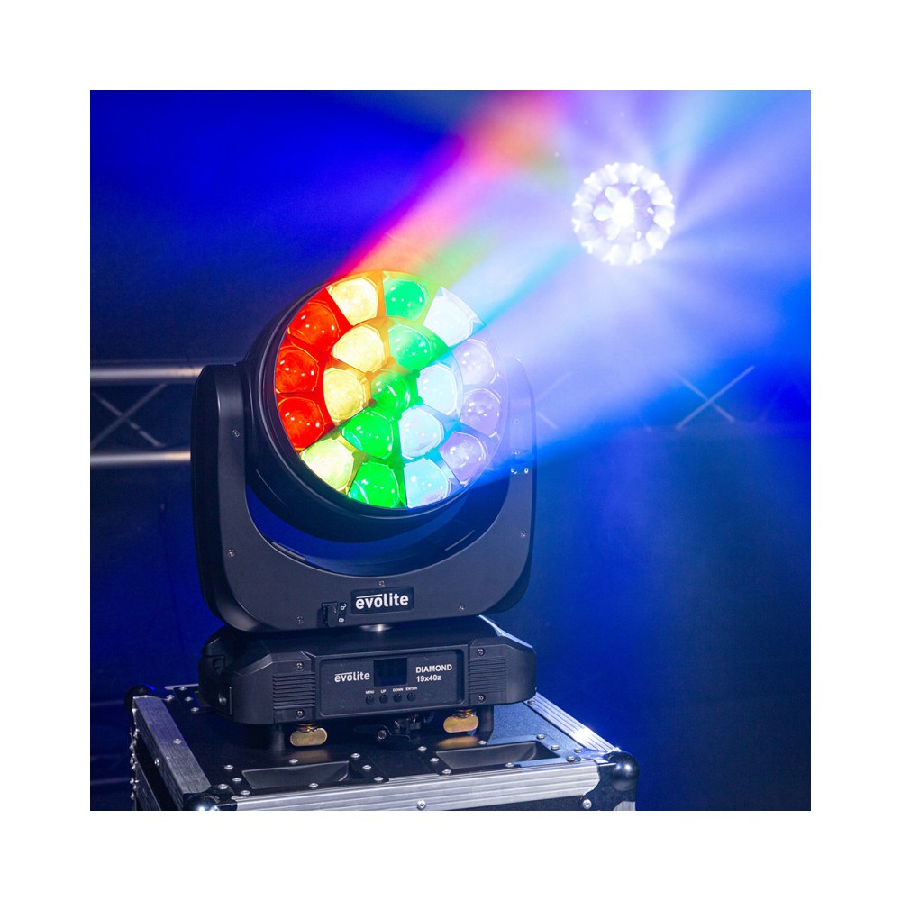 Evolite Wash moving head with zoom and multibeam effect QUAD RGBW LED 19 x 40 W