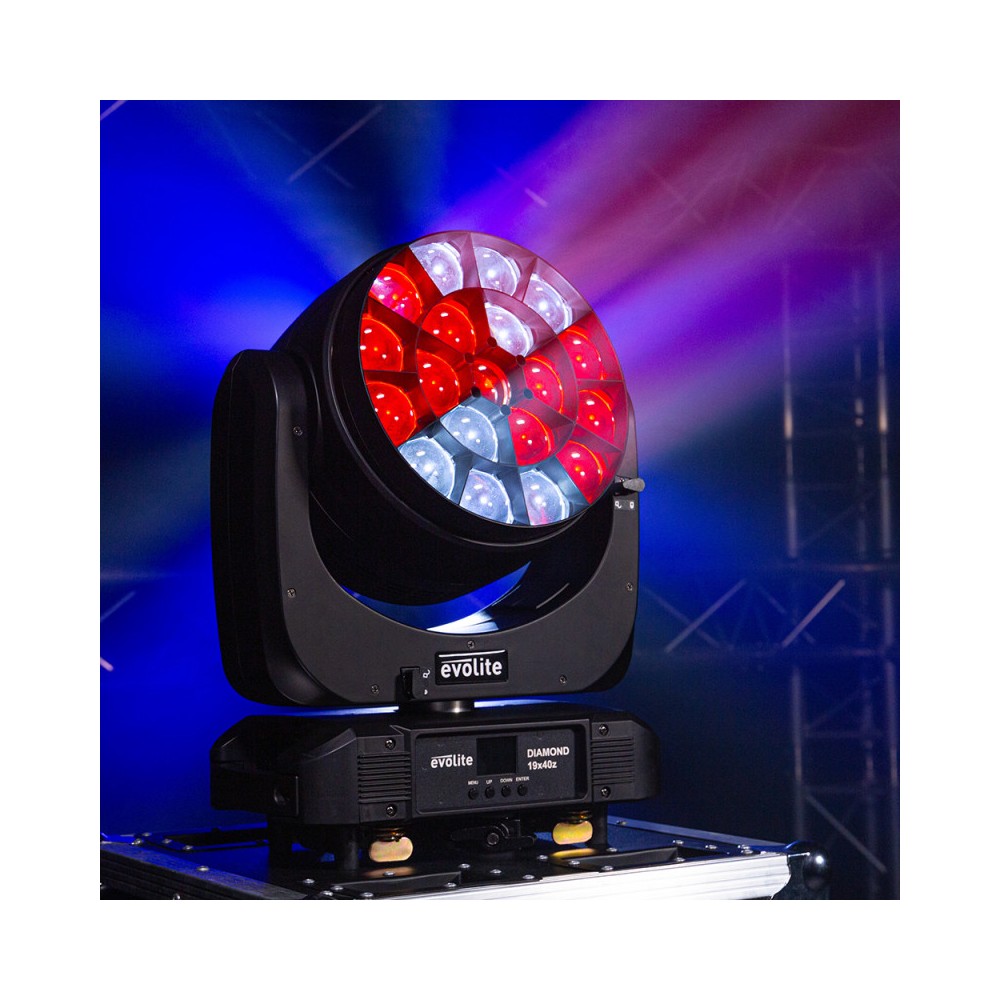 Evolite Wash moving head with zoom and multibeam effect QUAD RGBW LED 19 x 40 W