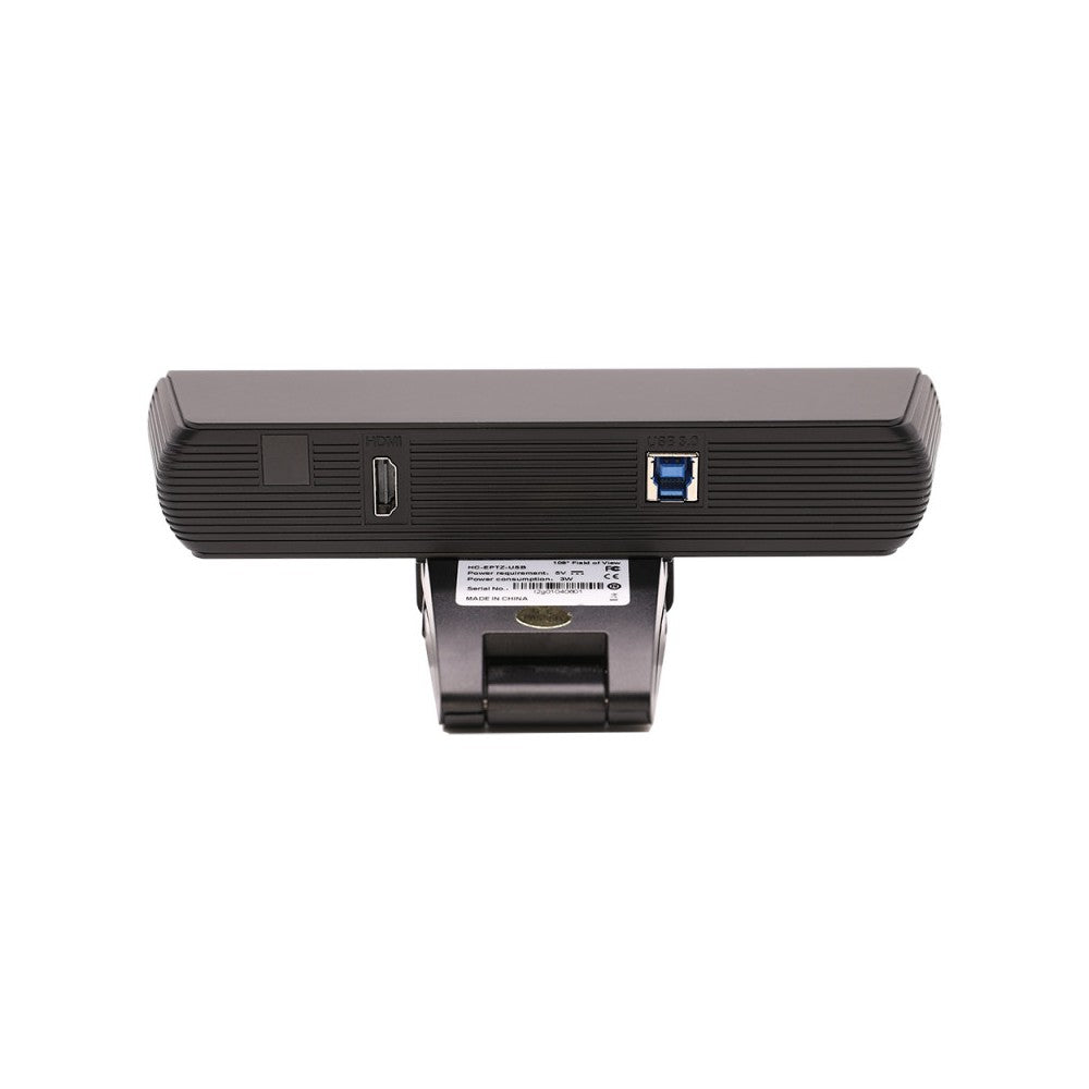 HuddleCamHD 4K EPTZ USB webcam, USB 3.0 &amp; HDMI, dual microphone array, 30fps, 108° HFOV, auto-framing, black