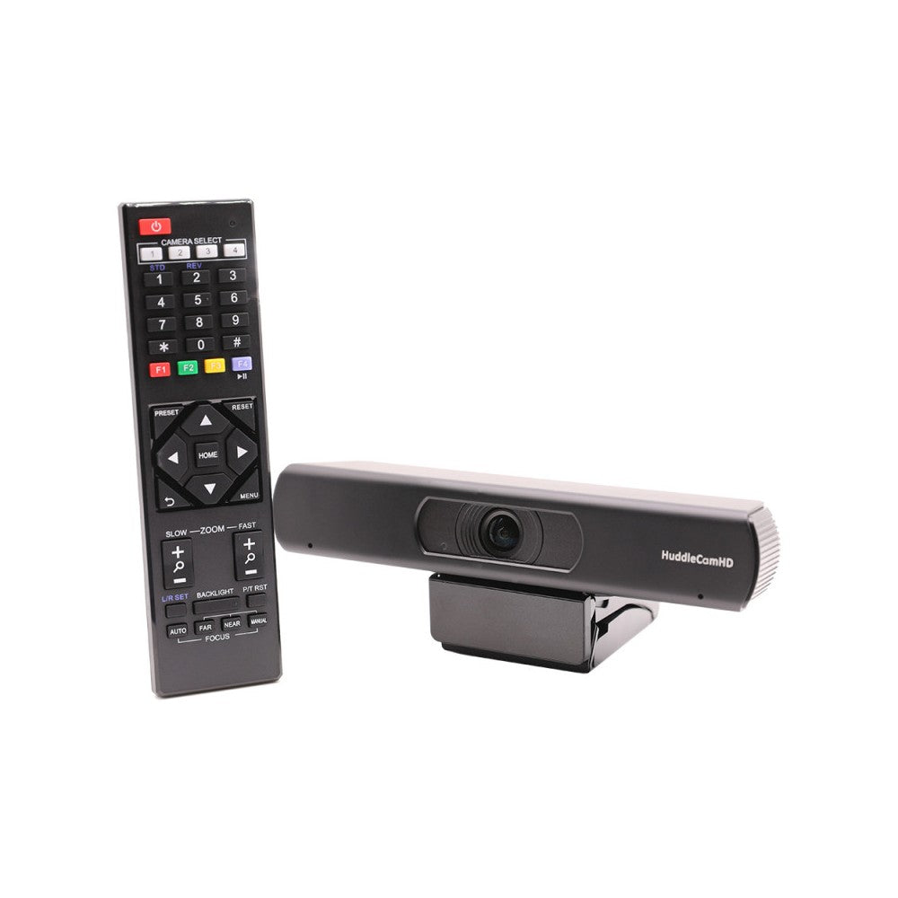 HuddleCamHD 4K EPTZ USB webcam, USB 3.0 &amp; HDMI, dual microphone array, 30fps, 108° HFOV, auto-framing, black