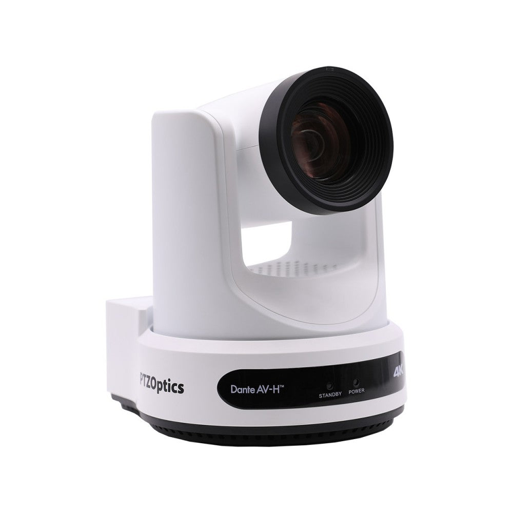 PTZOptics 4K UHD PTZ camera, 20x optical zoom with auto-traking function, supports simultaneous IP Video (DANTE AV-H, SRT, RTMPS