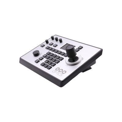 PTZOptics IP or serial PTZ camera controller, VISCA & VISCA over IP joystick keyboard, PoE & universal power supply