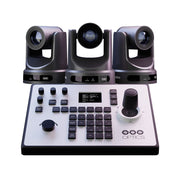 PTZOptics Bundle features 3 x PT20X-SE-GY-G3 cameras, 1 x PT-JOY-G4 IP / serial joystick controller and the PTZOptics Camera Man