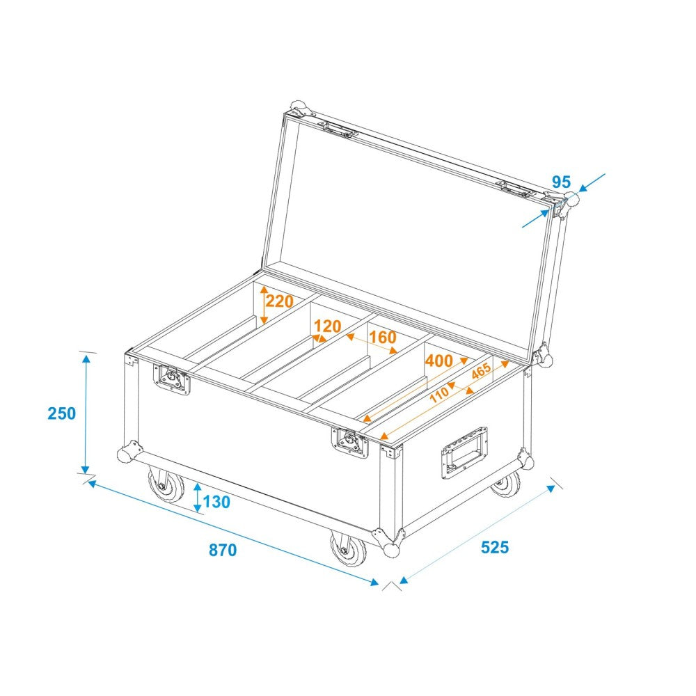 ROADINGER Flightcase 4x LED CLS-18 QCL RGB/WW
