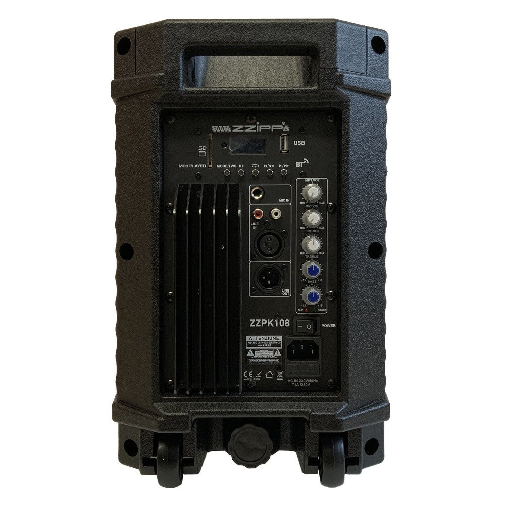 ZZIPP ZZPK108 CASSA AMPLIFICATA DA 8" CON LETTORE MP3 e BLUETOOTH