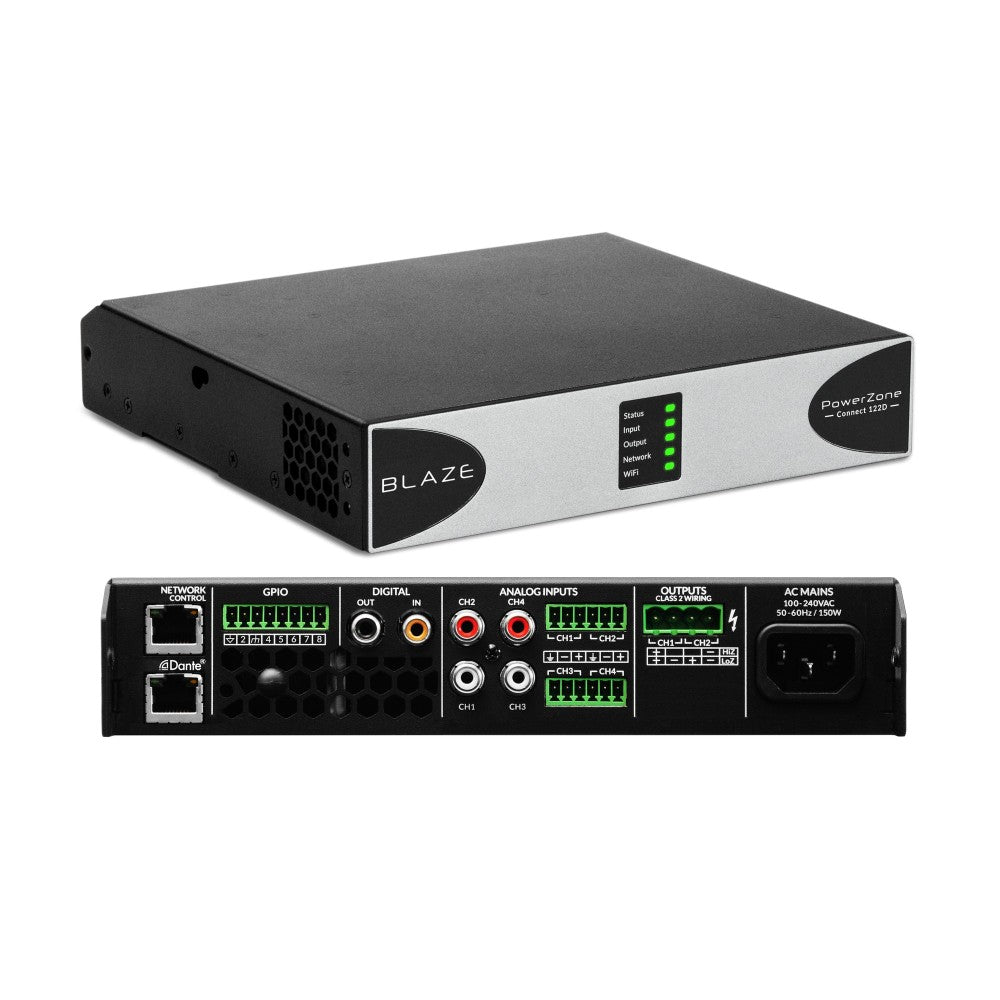 BLAZE POWERZONE CONNECT 122D AMPLIFICADOR DE 2 CANALES DE 125W COMPATIBLE CON DANTE