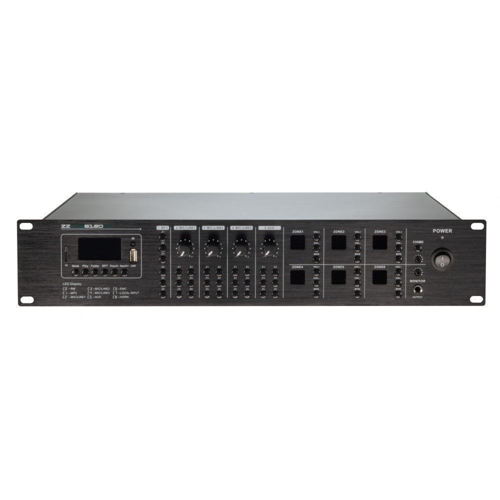 ZZIPP ZZONE6120PA Amplificatore mixer lettore usb/bt/fm da 120w 6 zone