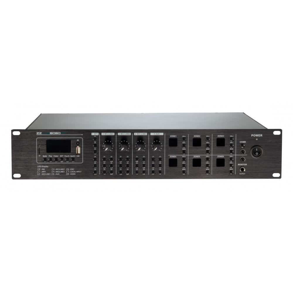 ZZIPP ZZONE6060PA Amplificatore mixer lettore usb/bt/fm da 60w a 6 zone