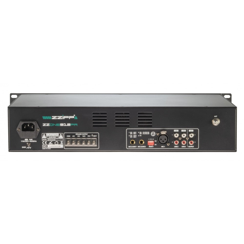 ZZIPP ZZONE912PA - Amplificador mezclador reproductor usb/bt/fm de 120w