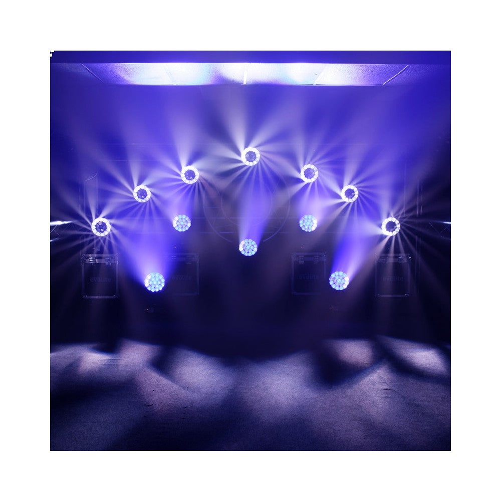 Cabezas móviles Evolite Wash con zoom y LED QUAD RGBW de 19 x 15 W