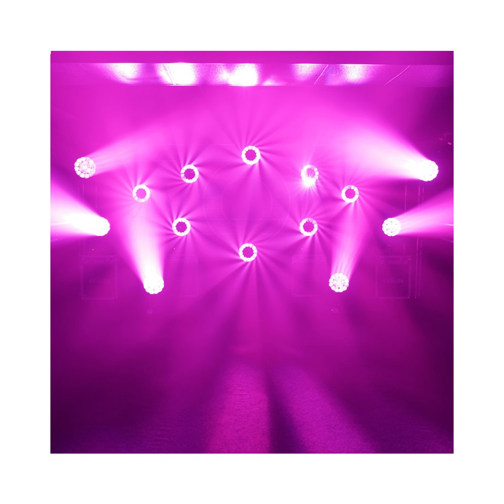 Cabezas móviles Evolite Wash con zoom y LED QUAD RGBW de 19 x 15 W
