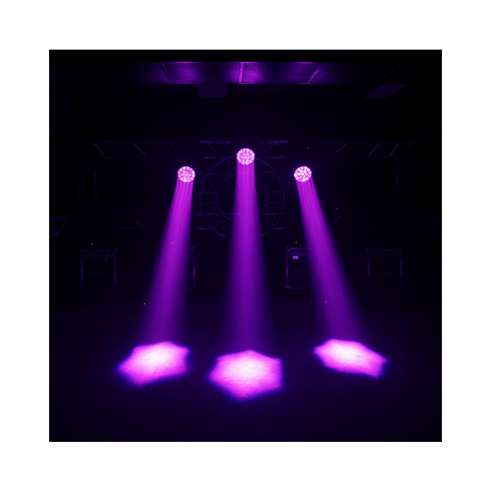 Cabezas móviles Evolite Wash con zoom y LED QUAD RGBW de 19 x 15 W