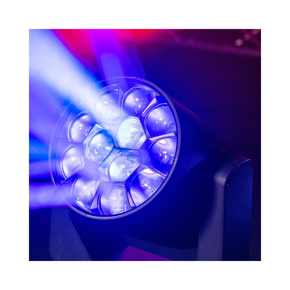 Evolite Pair of 12 x 40 W professional wash moving heads with zoom and Bee rotary effect, delivered in a transport flight case