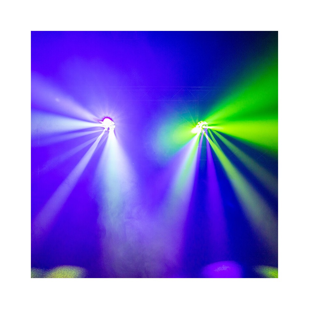 Evolite Pair of 12 x 40 W professional wash moving heads with zoom and Bee rotary effect, delivered in a transport flight case