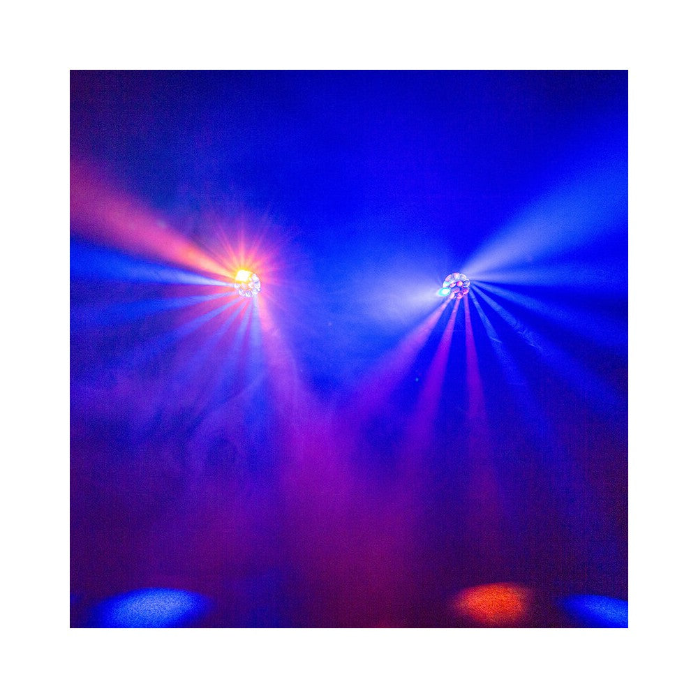 Evolite Pair of 12 x 40 W professional wash moving heads with zoom and Bee rotary effect, delivered in a transport flight case