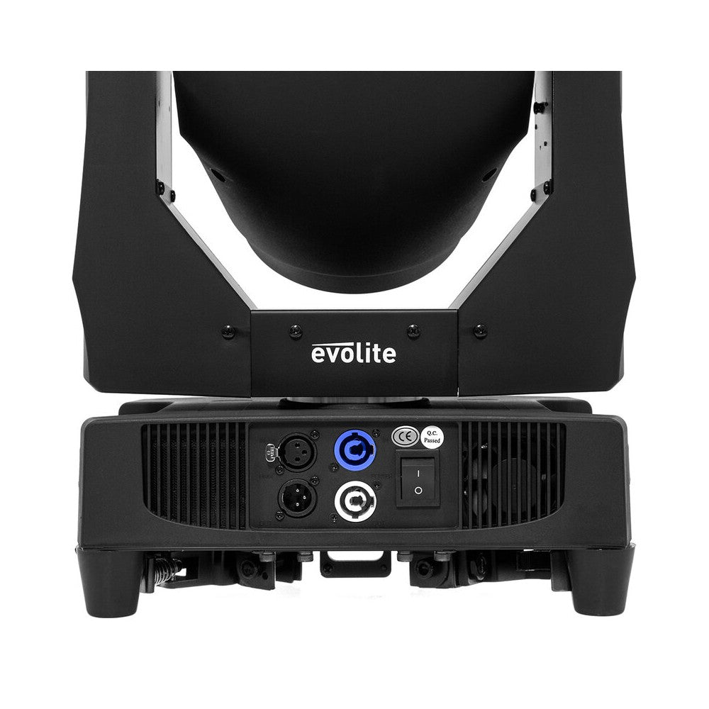 Evolite Pair of professional Beam moving heads, motorized focus, 11 Gobo wheel, 14 color wheel, 8-facet prism and 24-facet triple prism