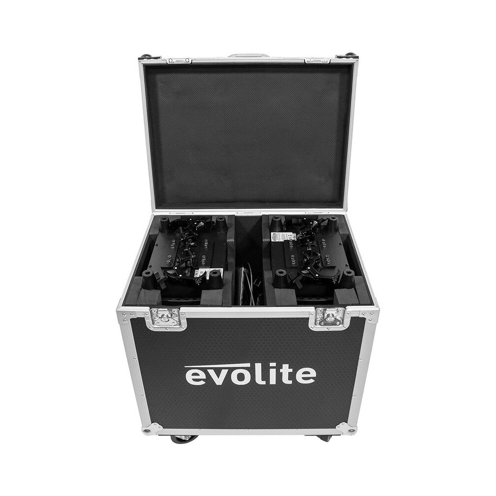 Evolite Pair of professional Beam moving heads, motorized focus, 11 Gobo wheel, 14 color wheel, 8-facet prism and 24-facet triple prism